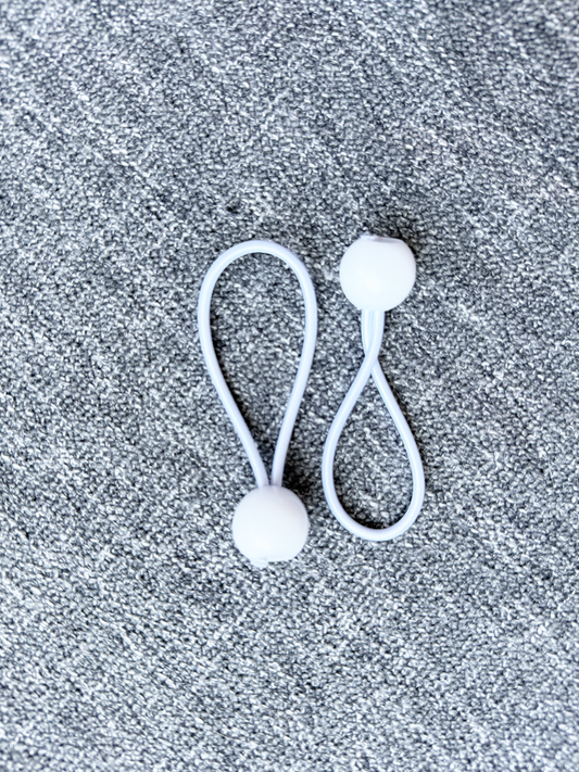 Bungee Loop Media Cord Organizer or Bag Swag Loop Bungee (2 Pack) – White  (4" Loops on the Half)